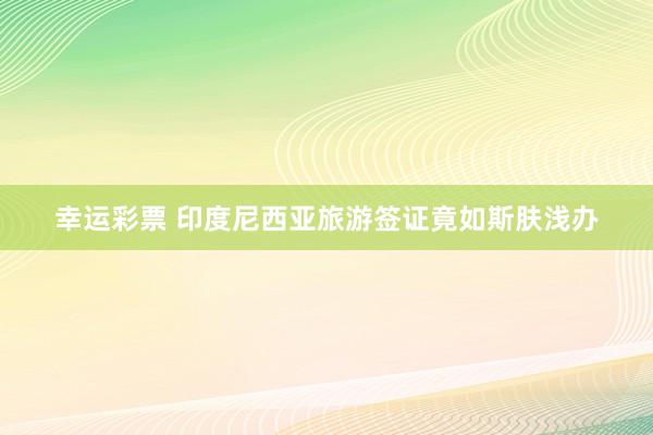 幸运彩票 印度尼西亚旅游签证竟如斯肤浅办