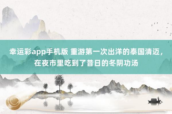 幸运彩app手机版 重游第一次出洋的泰国清迈，在夜市里吃到了昔日的冬阴功汤